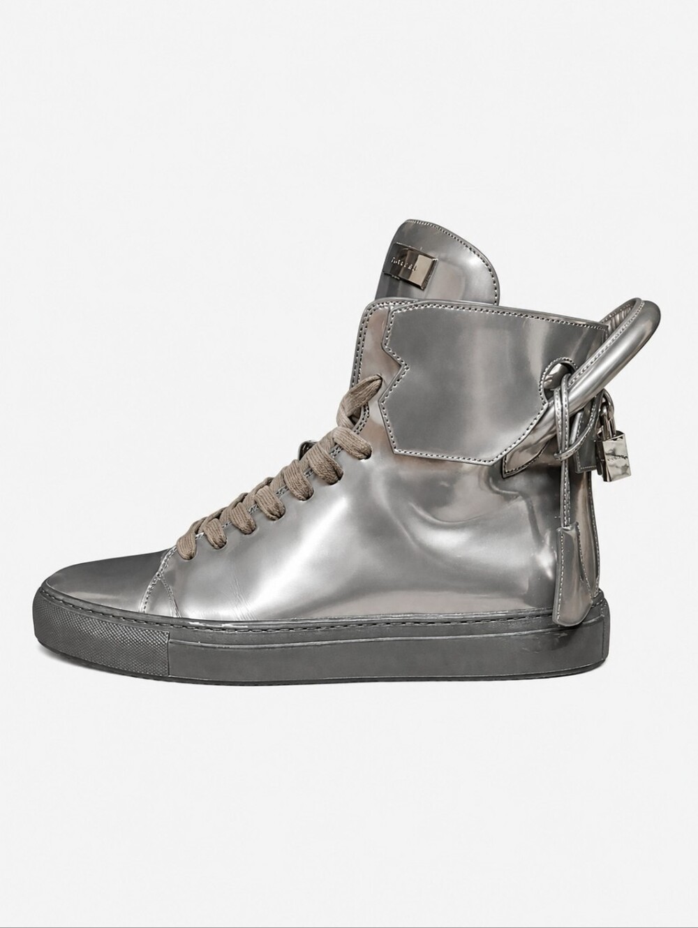 BUSCEMI | 125mm Metallic Silver High-Top Sneakers – EU 45 / US 12 - Picture 3 of 10
